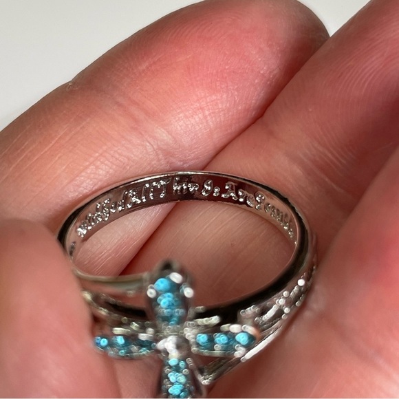 With God All Things Are PossibleBlue Gemstone Ring Size 9 - Picture 4 of 7